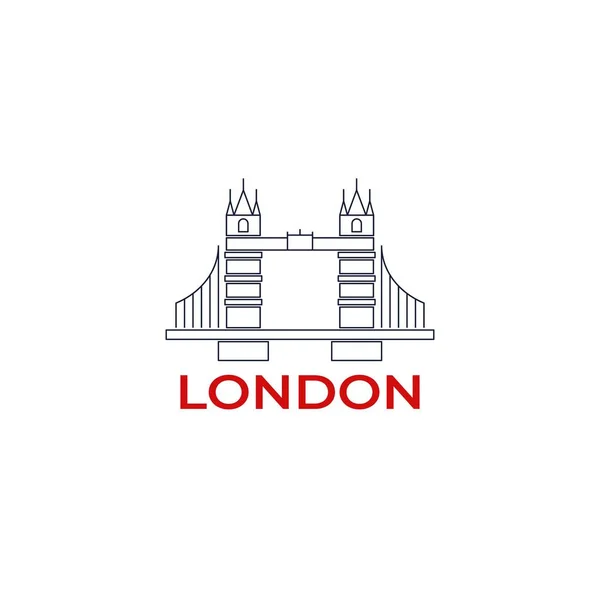 Vektör çizim Londra ünlü dönüm noktası. Tower Bridge İngiltere'de çağdaş çizgi logosu. Seyahat etmek simge — Stok Vektör