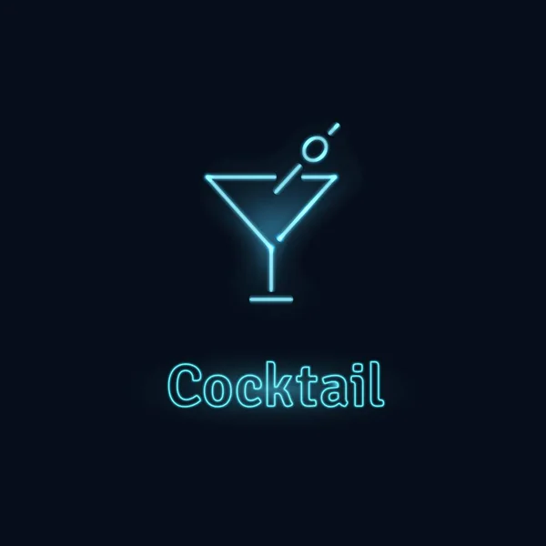 Sinal de néon. Cocktails bar neon logo no fundo escuro. A beber um estandarte de cantina. Ilustração vetorial — Vetor de Stock