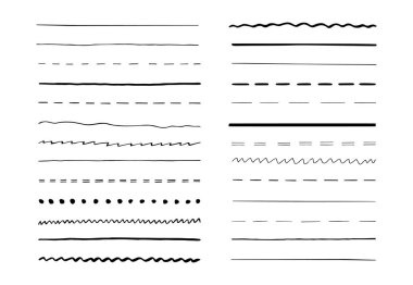 Doodle kalem çizgileri. El çekilmiş Dekoratif kenarlık öğelerini, vintage kalem alt çizgi, grunge fırça öğeleri. Vektör çizim çizgileri