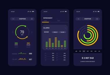 Mobil uygulama arayüzü tasarımı Ui Ux. Modern mobil kullanıcı arayüzleri seti, farklı Gui düzeni ile mobil uygulama ui kiti, mockup vektör