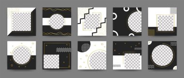 Promosyon sosyal medya kare afiş şablonu. İskandinav tarzında el ilanları, kart ve web reklamları promosyoniçin editable minimal moda şablonları Modern seti