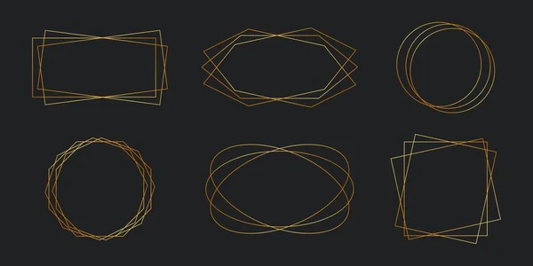 Cornici geometriche poligonali dorate di lusso. Set di cornici alla moda con spazio copia in stile art deco per inviti di nozze, modelli di lusso, motivi decorativi — Vettoriale Stock