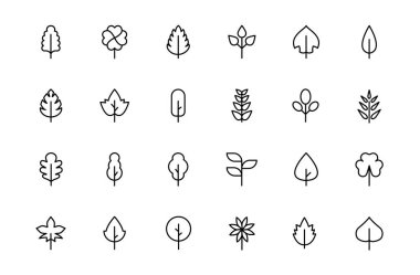 Yaprak bitkisi çizgisi simgesi hazır. Geometrik minimalist doğrusal doğal eko yaprakları, modern soyut ağaç tasarımı. Vektör yaprağı logo koleksiyonu