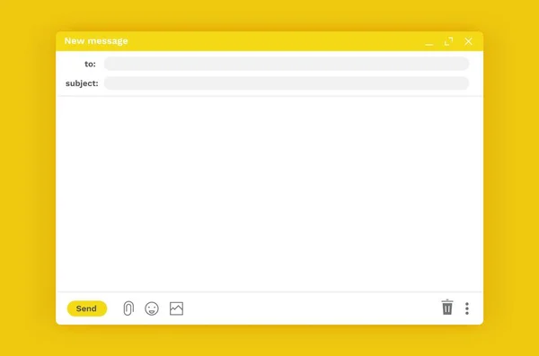 Email modèle de conception d'écran vierge. Interface de fenêtre de messagerie vectorielle, écran de panneau de site Web de message. Illustration de la boîte du navigateur Web — Image vectorielle