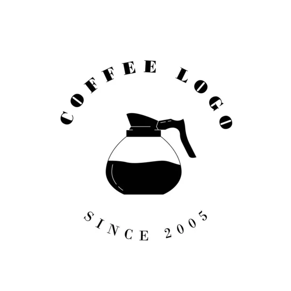 Café design logotipo do café. Linha simples plana cafeteira sinal estilo hipster. Ilustração vetorial criativa — Vetor de Stock