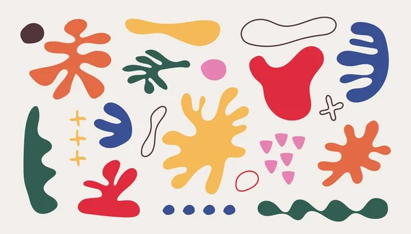 Abstrakcyjne doodle organiczne kształty. Współczesny Matisse inspirowane elementy, ręcznie rysowane bazgroły zestaw, nowoczesny wektor ilustracji — Wektor stockowy