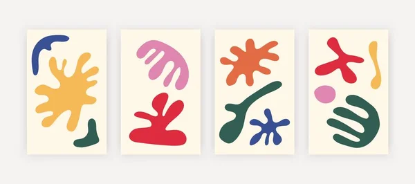 Cartazes contemporâneos com formas orgânicas. Colagem abstrata Matisse inspirado, conjunto de elementos botânicos. Ilustração vetorial — Vetor de Stock