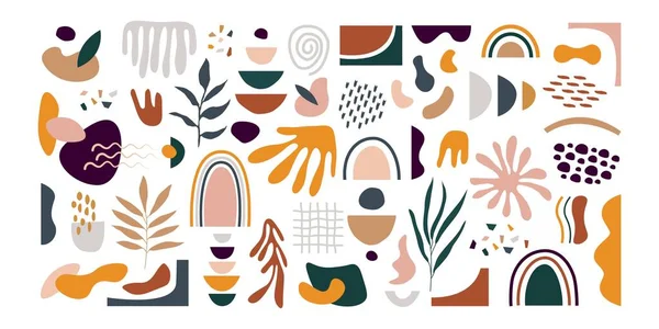 Abstracte vormen mega set. Doodle met de hand getekende organische elementen trendy eigentijdse stijl, schattig krabbelontwerp. Vectorillustratie — Stockvector