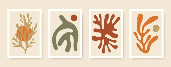 Des affiches abstraites. Ensemble contemporain de formes organiques minimaliste style Matisse, coraux gribouillis colorés. Illustration vectorielle moderne — Image vectorielle