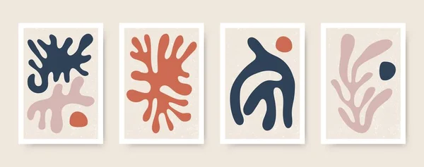 Çağdaş organik şekiller posterleri. Soyut kolaj seti Matisse 'in karalama eğrilerinden esinlenilmiştir. Modern vektör illüstrasyonu