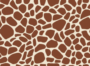 Soyut zürafa kusursuz desen. Hayvan derisi dokusu, sevimli modern geometrik arka plan, kahverengi noktalı sanat baskısı. Vektör tasarımı