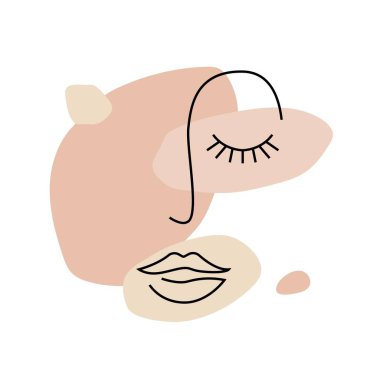Abstract woman line face. Contemporary continuous female portrait, cute minimalist avatar, modern art poster. Vector illustration vector Abstract woman line face. Contemporary continuous female portrait, cute minimalist avatar, modern art poster. Vector illustration vector