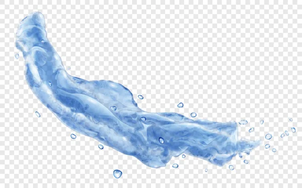 Salpicadura Translúcida Chorro Agua Con Gotas Colores Azules Aisladas Sobre — Vector de stock
