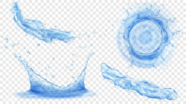 Vista Superior Lateral Coronas Agua Translúcidas Con Gotas Dos Salpicaduras — Archivo Imágenes Vectoriales