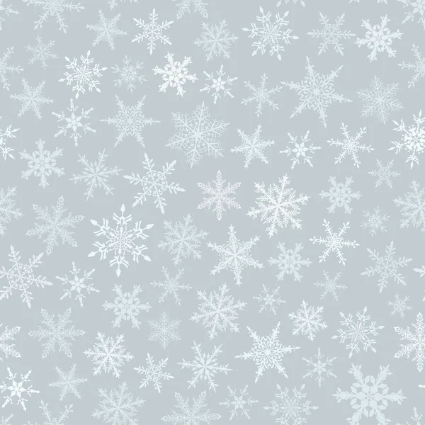 クリスマス雪の結晶 明るい青の背景に白のシームレス パターン — ストックベクタ