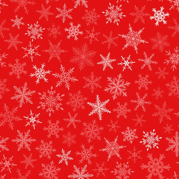 Christmas Seamless Pattern Snowflakes White Red Background — Stock Vector