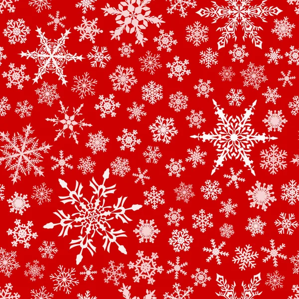 Christmas Seamless Pattern Snowflakes White Red Background — Stock Vector