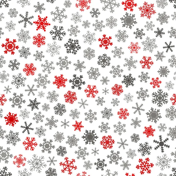 Patrón Sin Costuras Navidad Copos Nieve Rojo Gris Sobre Fondo — Vector de stock