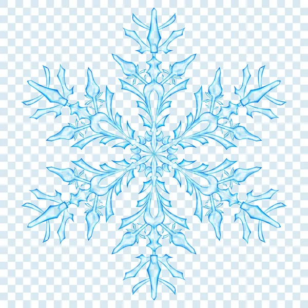 透明な背景に薄い青い色で大きな半透明クリスマス スノーフレーク ベクトル形式でのみ透明性 — ストックベクタ