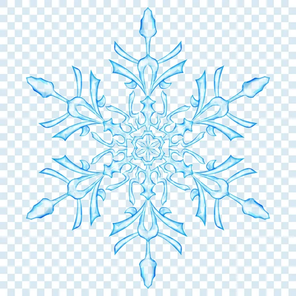 Große Transluzente Weihnachtsschneeflocke Hellblauen Farben Auf Transparentem Hintergrund Transparenz Nur — Stockvektor