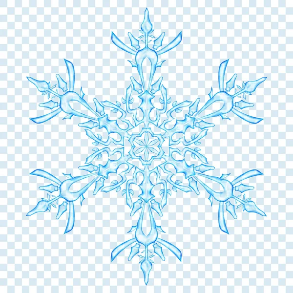 Große Transluzente Weihnachtsschneeflocke Hellblauen Farben Auf Transparentem Hintergrund Transparenz Nur — Stockvektor