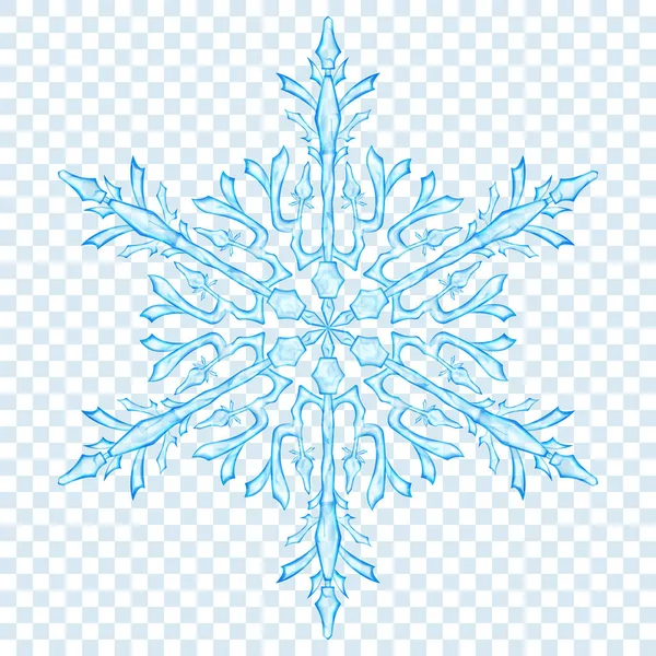 Große Transluzente Weihnachtsschneeflocke Hellblauen Farben Auf Transparentem Hintergrund Transparenz Nur — Stockvektor