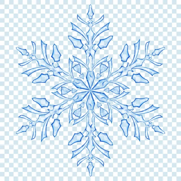 Grote Doorzichtige Kerst Sneeuwvlok Blauwe Kleuren Transparante Achtergrond Transparantie Alleen — Stockvector