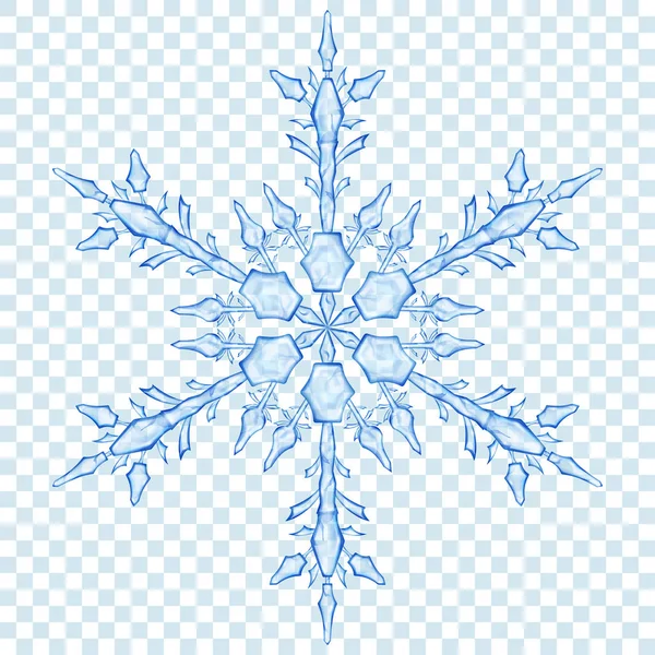 Große Transluzente Weihnachtsschneeflocke Blauen Farben Auf Transparentem Hintergrund Transparenz Nur — Stockvektor