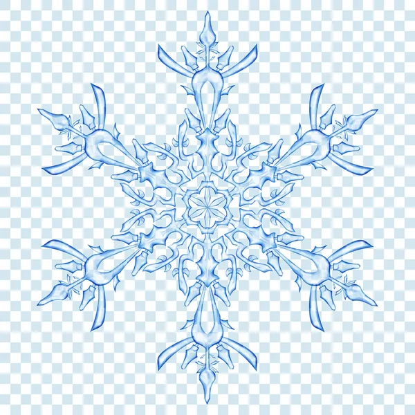 Große Transluzente Weihnachtsschneeflocke Blauen Farben Auf Transparentem Hintergrund Transparenz Nur — Stockvektor