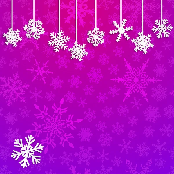 Рождественская Иллюстрация Белыми Снежинками Фиолетовом Фоне — стоковый вектор