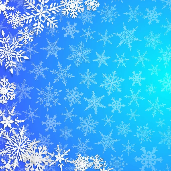 水色の背景の影と大きな白い雪の半円でクリスマス イラスト — ストックベクタ