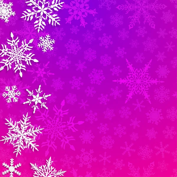 Рождественская Иллюстрация Большими Белыми Снежинками Тенями Фиолетовом Фоне — стоковый вектор