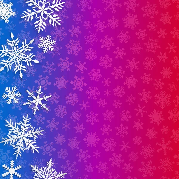 Boże Narodzenie Ilustracja Duże Białe Płatki Śniegu Cieniami Tle Niebieski — Wektor stockowy