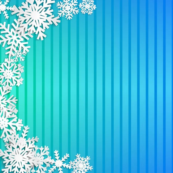 Різдвяна Ілюстрація Півколо Великих Білих Сніжинок Тінями Смугастому Світло Блакитному — стоковий вектор