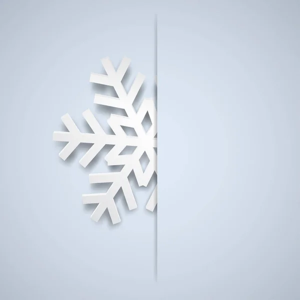 圣诞插图与一个白色的大雪花突出从削减在一个浅蓝色背景 — 图库矢量图片