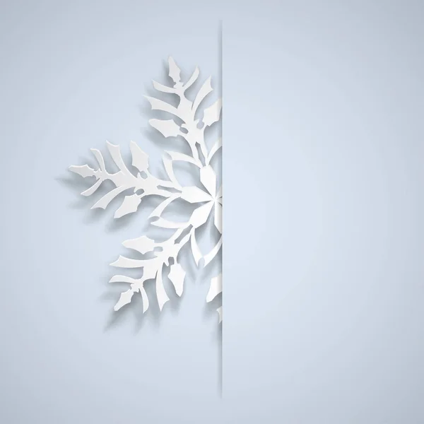 Ilustração Natal Com Grande Floco Neve Branco Que Projeta Corte — Vetor de Stock