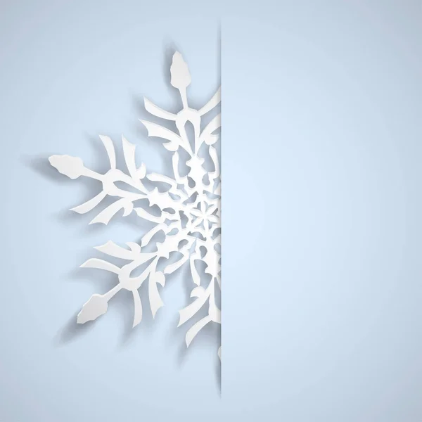 圣诞插图与一个白色的大雪花突出从削减在一个浅蓝色背景 — 图库矢量图片