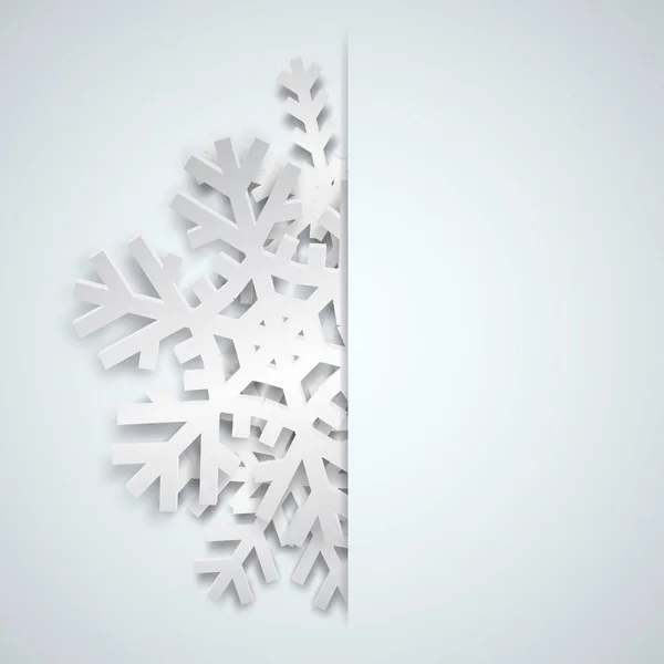 Kerstmis Illustratie Met Witte Grote Sneeuwvlokken Die Uit Cut Een — Stockvector