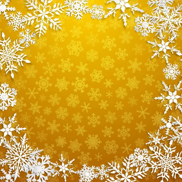 Boże Narodzenie Ilustracja Ramki Circle Duże Białe Płatki Śniegu Cieniami — Wektor stockowy