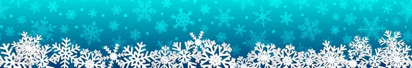 Boże Narodzenie Bezszwowe Transparent Białe Płatki Śniegu Cieniami Jasno Niebieskim — Wektor stockowy