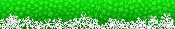 Banner Sin Costuras Navidad Con Copos Nieve Blancos Con Sombras — Vector de stock