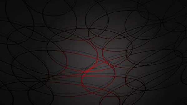 Abstraktní Obrázek Tmavě Červené Protínající Kružnice Stíny Černém Pozadí — Stockový vektor