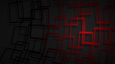 Soyut illüstrasyon koyu kırmızı kesişen kareler siyah arka plan üzerinde gölgeler ile