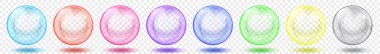 Şeffaf arkaplanda parlayan ve gölgeleri olan saydam renkli küreler. Sadece vektör biçiminde şeffaflık