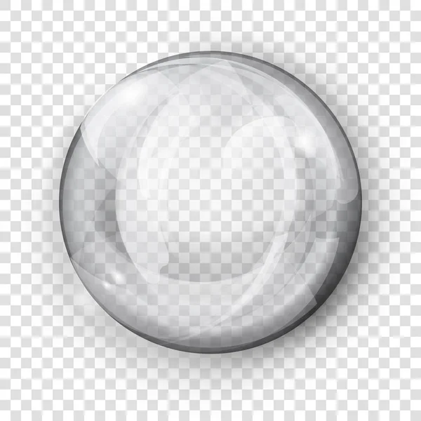 Grande Sphère Grise Translucide Avec Reflets Ombre Sur Fond Transparent — Image vectorielle