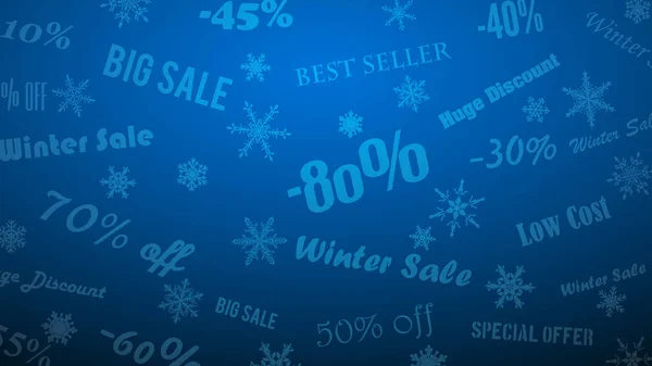 Antecedentes Sobre Descuentos Invierno Ofertas Especiales Hechas Copos Nieve Inscripciones — Vector de stock