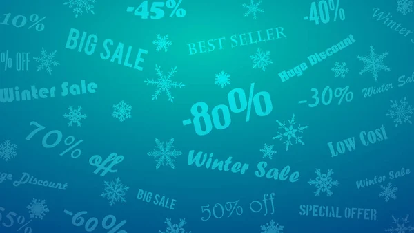 Antecedentes Sobre Descuentos Invierno Ofertas Especiales Hechas Copos Nieve Inscripciones — Vector de stock