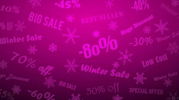 Fondo Sobre Descuentos Invierno Ofertas Especiales Hechas Copos Nieve Inscripciones — Vector de stock