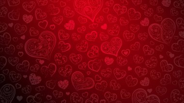 Arka planını, büyük ve küçük kalpler bukleler ve kırmızı renklerde çiçek süsleme