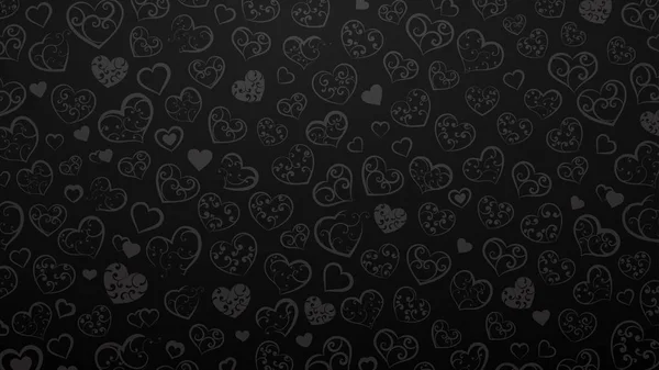 Φόντο Από Μικρές Καρδιές Στολίδι Της Μπούκλες Μαύρο Χρώμα — Διανυσματικό Αρχείο
